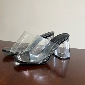 Black and Clear Heeled Sandals
